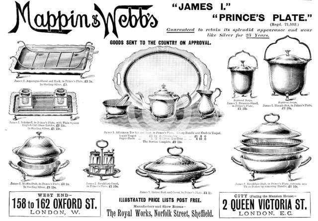 Advertisement for Mappin & Webb, 1898. Creator: Unknown.