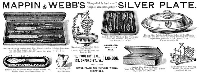 Advertisement for Mappin & Webb’s Silver Plate, 1890. Creator: Unknown.