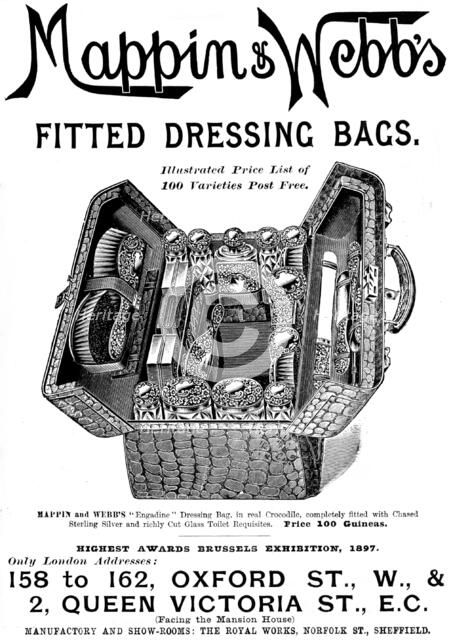 Advertisement for Mappin & Webb's Fitted Dressing Bags, 1898. Creator: Unknown.