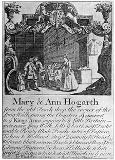 Advertisement for Mary and Ann Hogarth's draper's shop, early-mid 18th century, (1901)