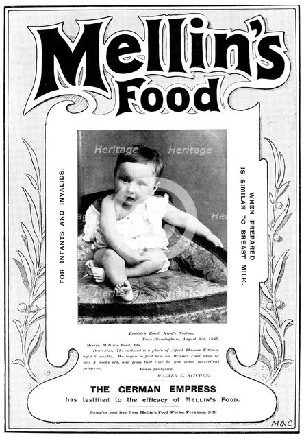 Advertisement for Mellin's Food for Infants & Invalids, 1898. Creator: Unknown.