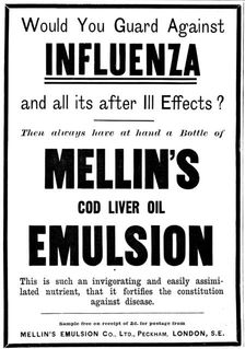 Advertisement for Mellin's Cod Liver Oil Emulsion, 1898. Creator: Unknown