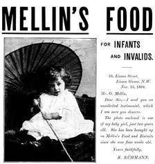 Advertisement for Mellin's Food for Infants and Invalids, 1895. Creator: Unknown