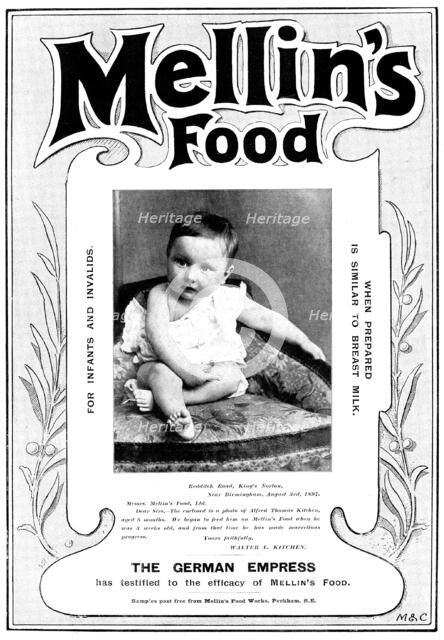 Advertisement for Mellin's Food for Infants & Invalids, 1898. Creator: Unknown.