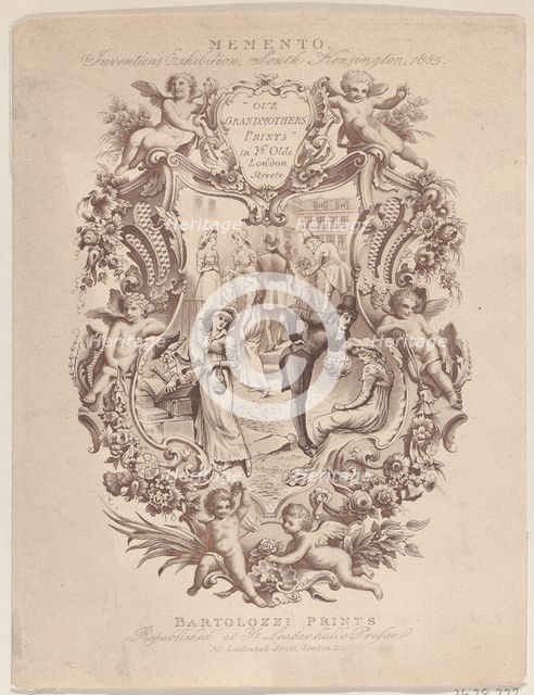 Advertisement for Memento, Inventions Exhibition, South Kensington, 1885, ca. 1885. Creator: Francesco Bartolozzi.