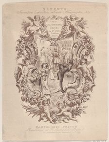 Advertisement for Memento, Inventions Exhibition, South Kensington, 1885, ca. 1885. Creator: Francesco Bartolozzi