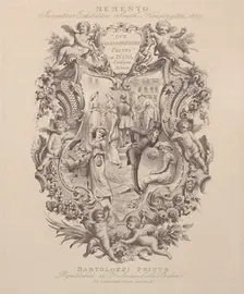 Advertisement for Memento, Inventions Exhibition, South Kensington, 1885, ca. 1885. Creator: Francesco Bartolozzi