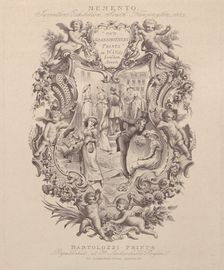Advertisement for Memento, Inventions Exhibition, South Kensington, 1885, ca. 1885. Creator: Francesco Bartolozzi