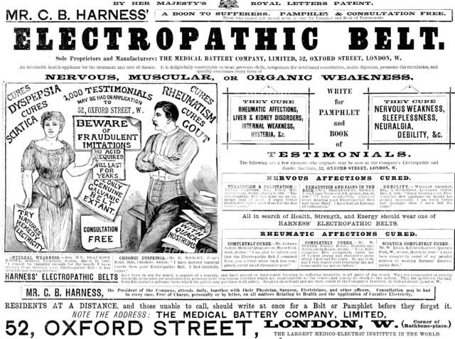 Advertisement for Mr. C. B. Harness’ Electropathic Belt, 1890. Creator: Unknown.