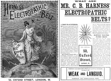 Advertisement for Mr. C. B. Harness Electropathic Belts, 1890. Creator: Unknown