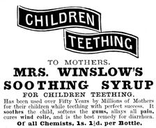 Advertisement for Mrs. Winslow's Soothing Syrup, 1895. Creator: Unknown