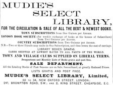 Advertisement for Mudie’s Select Library, 1890. Creator: Unknown
