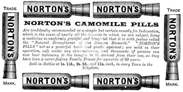 Advertisement for Norton’s Camomile Pills, 1890. Creator: Unknown.