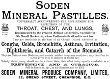 Advertisement for SODEN Mineral Pastilles, 1890. Creator: Unknown