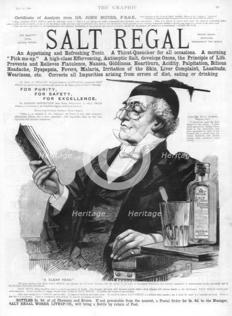 Advertisement for Salt Regal tonic, 1890. Artist: Unknown