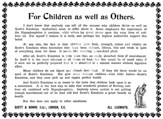 Advertisement for Scott's Emulsion, 1898. Creator: Unknown.