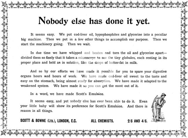 Advertisement for Scott's Emulsion, 1898. Creator: Unknown.