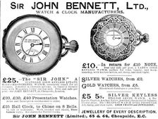 Advertisement for Sir John Bennett, Watch & Clock Manufacturers, 1890. Creator: Unknown