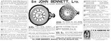 Advertisement for Sir John Bennett, Ltd., Watch & Clock Manufacturers, 1890. Creator: Unknown