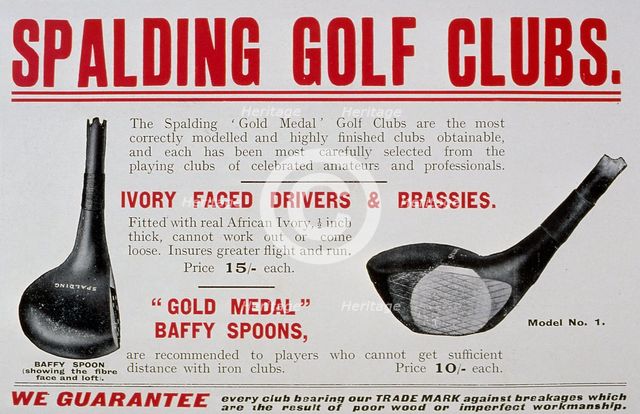 Advertisement for Spalding golf clubs, 1910. Creator: Unknown.