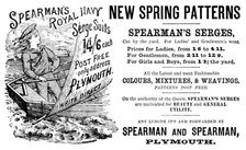 Advertisement for Spearman’s New Spring Patterns, 1890. Creator: Unknown