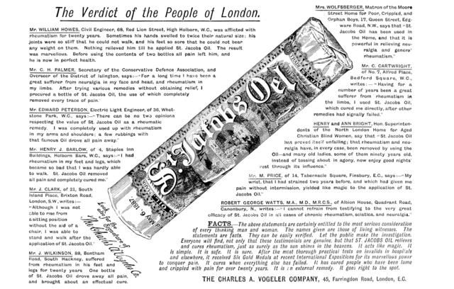 Advertisement for St Jacob’s Oel, 1890. Creator: Unknown.