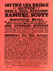 Advertisement for stunt shows by Samuel Scott, 1840, (1948). Creator: Unknown