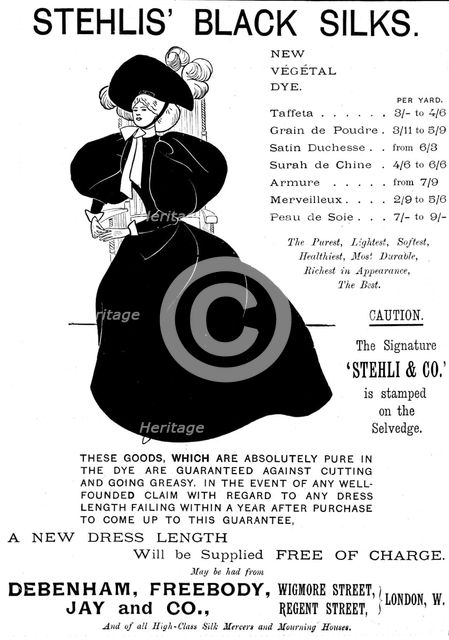 Advertisement for Stehlis' Black Silks, 1895. Creator: Unknown.