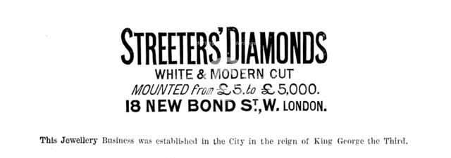 Advertisement for Streeters’ Diamonds, 1890. Creator: Unknown.