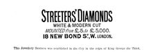 Advertisement for Streeters Diamonds, 1890. Creator: Unknown