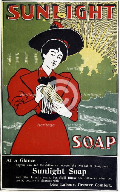 Advertisement for Sunlight household soap, c1890. Artist: Unknown