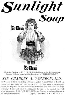 Advertisement for Sunlight Soap, 1890. Creator: Unknown