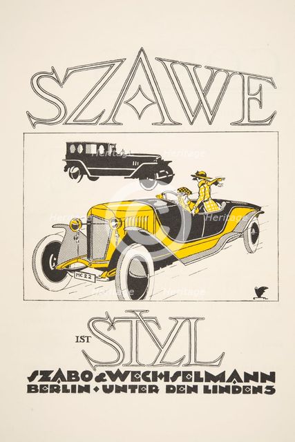 Advertisement for Szawe (Szabo & Wechselmann), from Styl, pub. 1922 (pochoir Print)