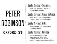Advertisement for Peter Robinson, 1895. Creator: Unknown