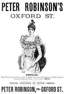 Advertisement for Peter Robinson's, 1898. Creator: Unknown