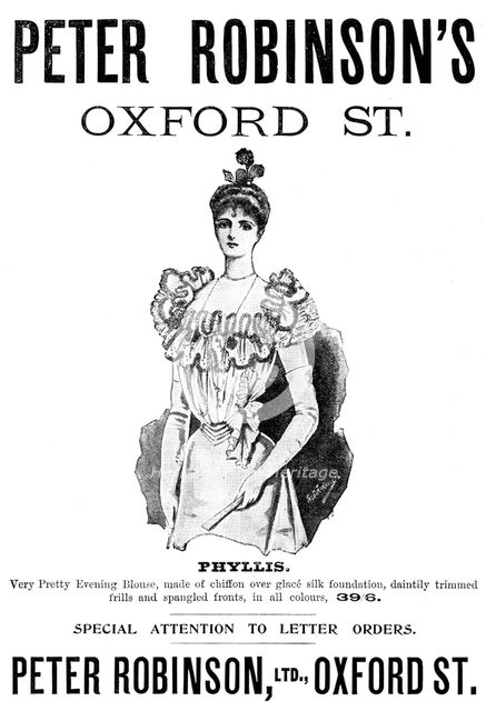 Advertisement for Peter Robinson's, 1898. Creator: Unknown.