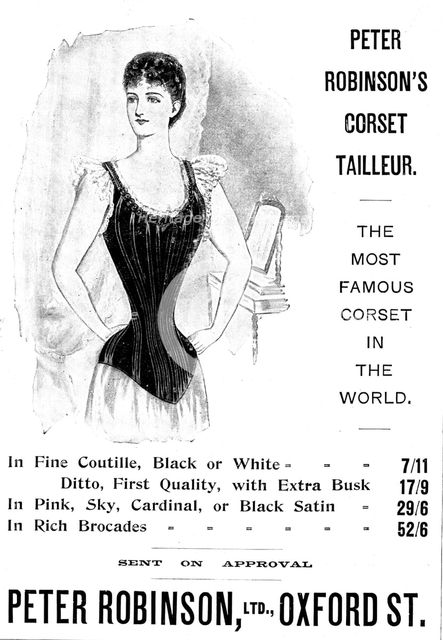 Advertisement for Peter Robinson's Corset Tailleur, 1898. Creator: Unknown.