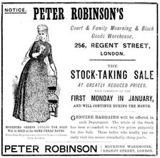 Advertisement for Peter Robinson’s, 1890. Creator: Unknown