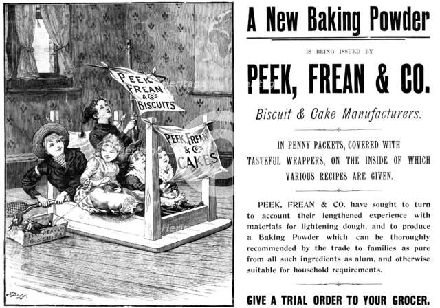 Advertisement for Peek, Frean & Co., baking powder, 1898. Creator: Unknown.