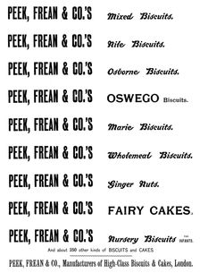 Advertisement for Peek, Frean & Co.'s Biscuits, 1895. Creator: Unknown