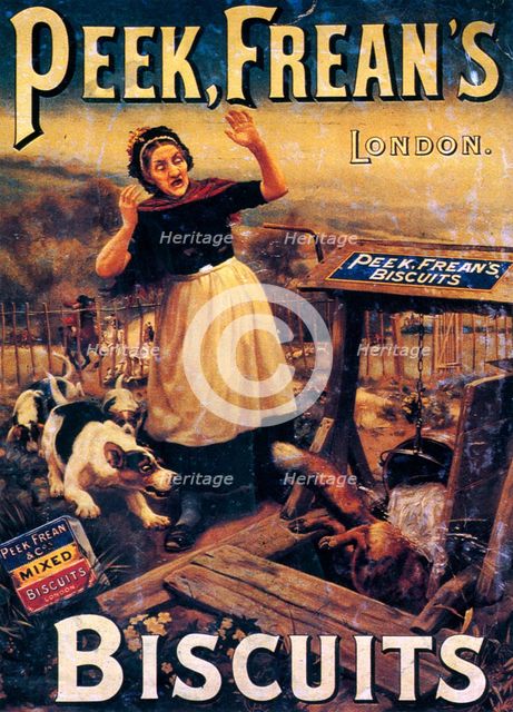 Advertisement for Peek Frean's Biscuits, late 19th century. Artist: Unknown