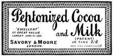 Advertisement for Peptonized Cocoa and Milk, 1895. Creator: Unknown