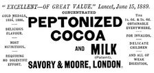 Advertisement for Peptonized Cocoa and Milk, 1890. Creator: Unknown