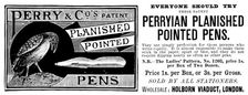 Advertisement for Perryian Planished Pointed Pens, 1890. Creator: Unknown