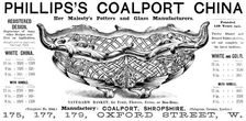 Advertisement for Phillips’s Coalport China, 1890. Creator: Unknown