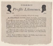 Advertisement for profile likenesses by Moses Chapman, 1803-21., 1803-21. Creator: Anon