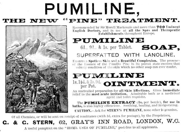 Advertisement for Pumiline Ointment, 1890. Creator: Unknown.