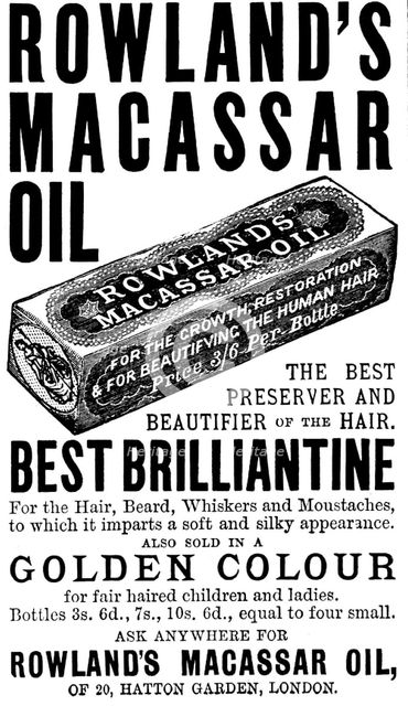 Advertisement for Rowland's Macassar Oil, 1895. Creator: Unknown.