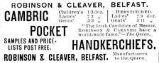 Advertisement for Robinson & Cleaver, 1895. Creator: Unknown