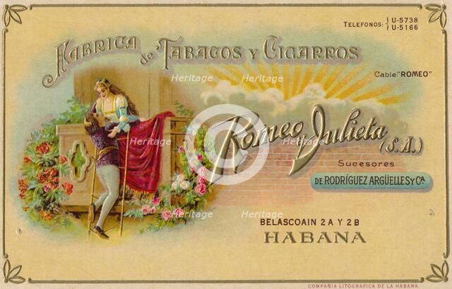 Advertisement for Romeo y Julieta cigars, c1900s. Artist: Unknown